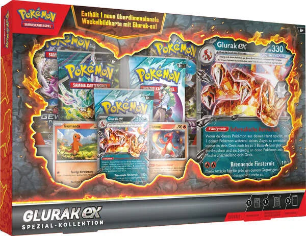 Pokémon Glurak-ex Spezial-Kollektion (Deutsch) mit exklusiver geprägter Promo-Karte, mehreren Boosterpacks und einzigartigen Sammler-Extras