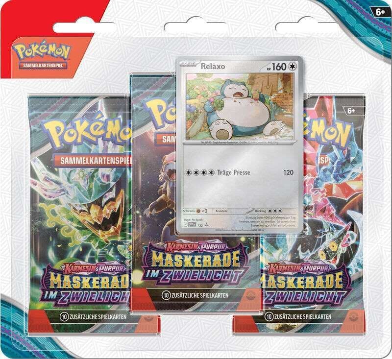 Pokémon Karmesin & Purpur: Maskerade im Zwielicht – 3-Pack Blister Relaxo 🇩🇪