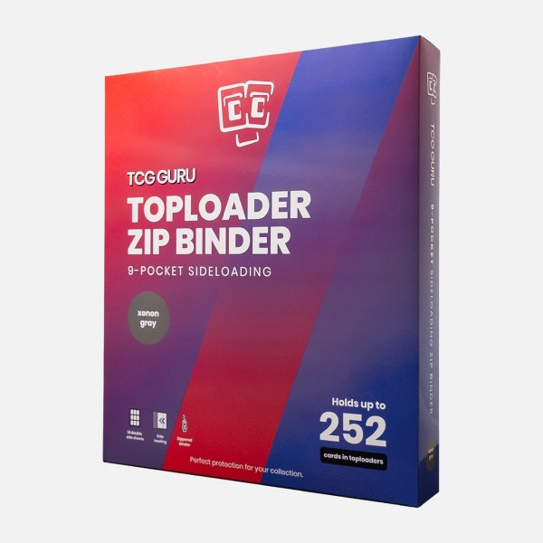 TCG Guru Toploader Zip Binder Xenon Grau – 9-Pocket Sideloading