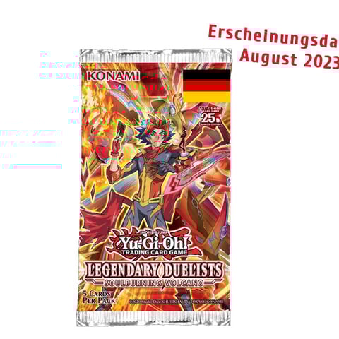 Yu-Gi-Oh! Legendary Duelists: Soulburning Volcano Booster Pack mit thematischen Karten rund um Salamangreat und Feuer-Monster – ideal für Fans und Turnierspieler