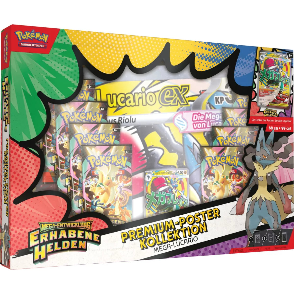 Mega-Entwicklung Erhabene Helden Mega-Lucario-EX Premium Poster Kollektion 🇩🇪